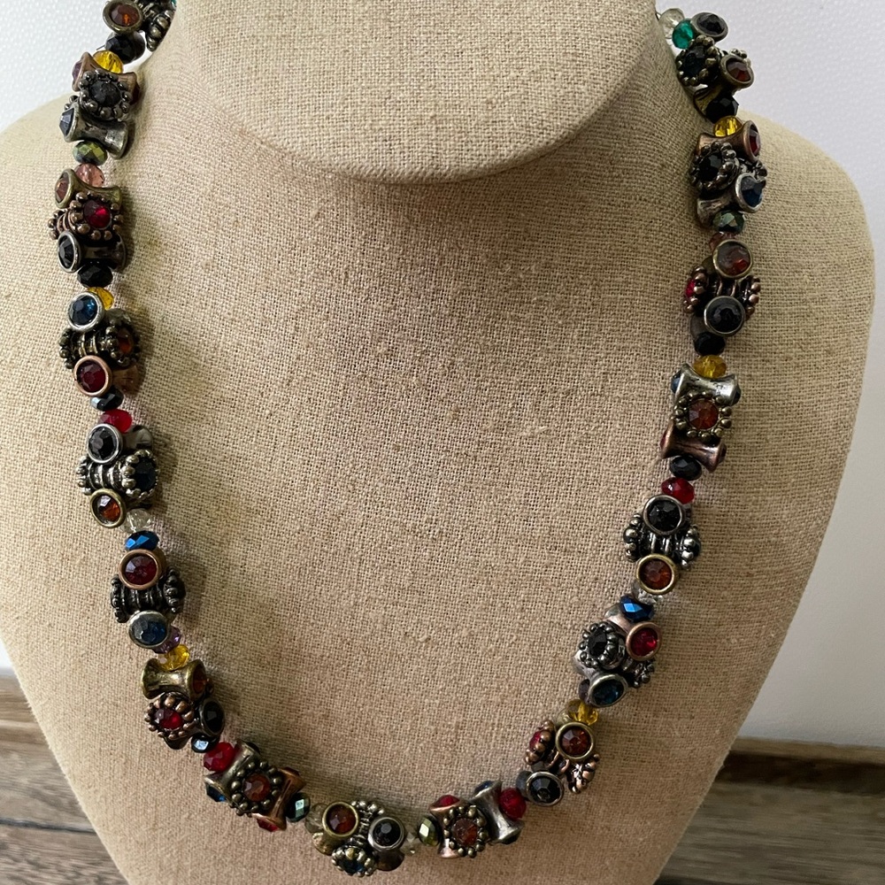 Elegant Silver Necklace with Multicolor Beads
